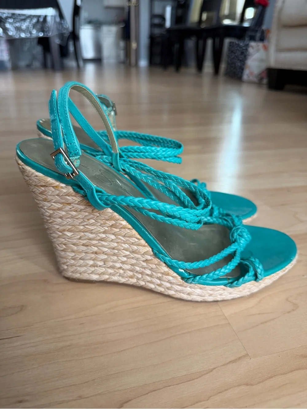 Jessica Simpson - Turquoise Braided Espadrille Wedge Sandals